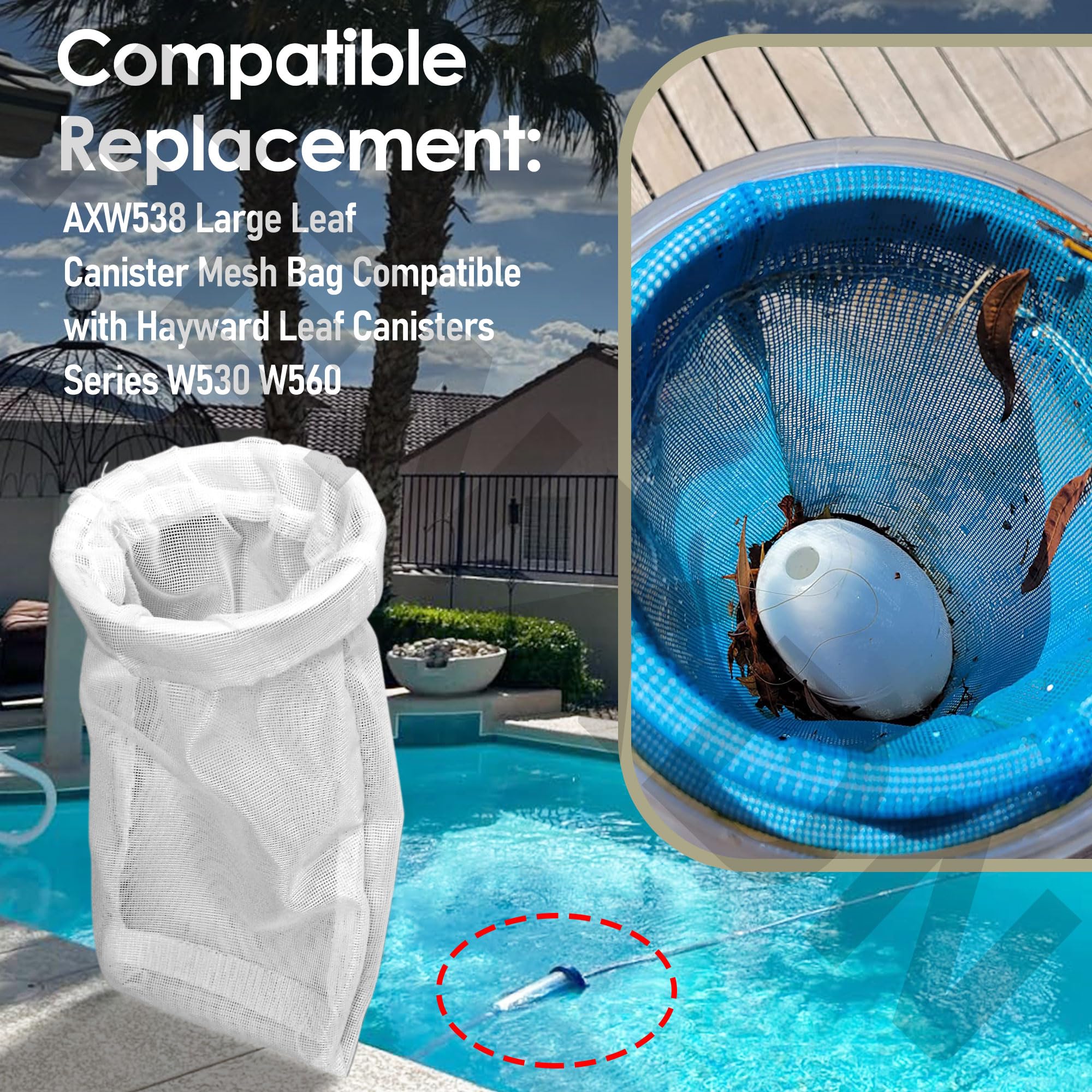 Amazon.com: FENXDN 4 Pack Pool Leaf Canister Permanent Bag